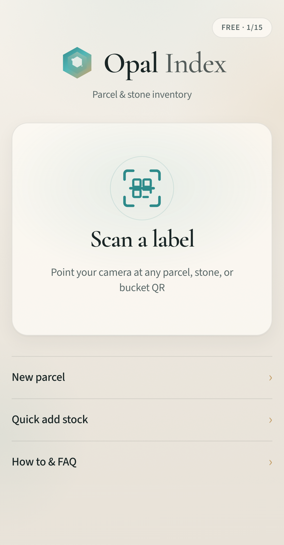 Home screen ready to scan