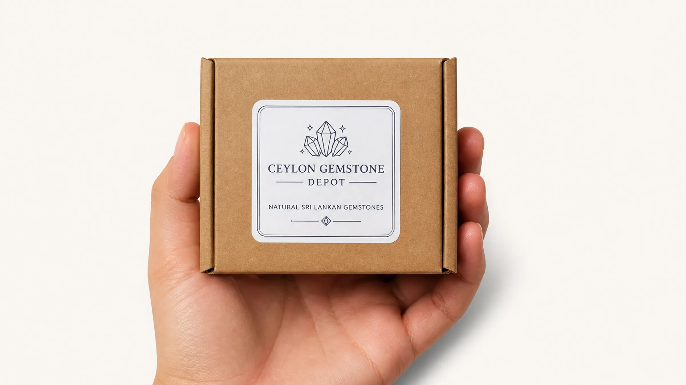 Hand holding a labeled parcel box